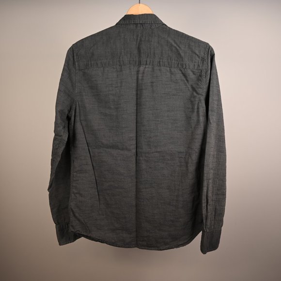 Men's Cotton Long Sleeve Button Down Shirt in Dark Moss Green - Picture 2 of 5